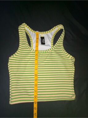 Hurley Striped Ribbed Tank Top in Lime Green and Light Pink